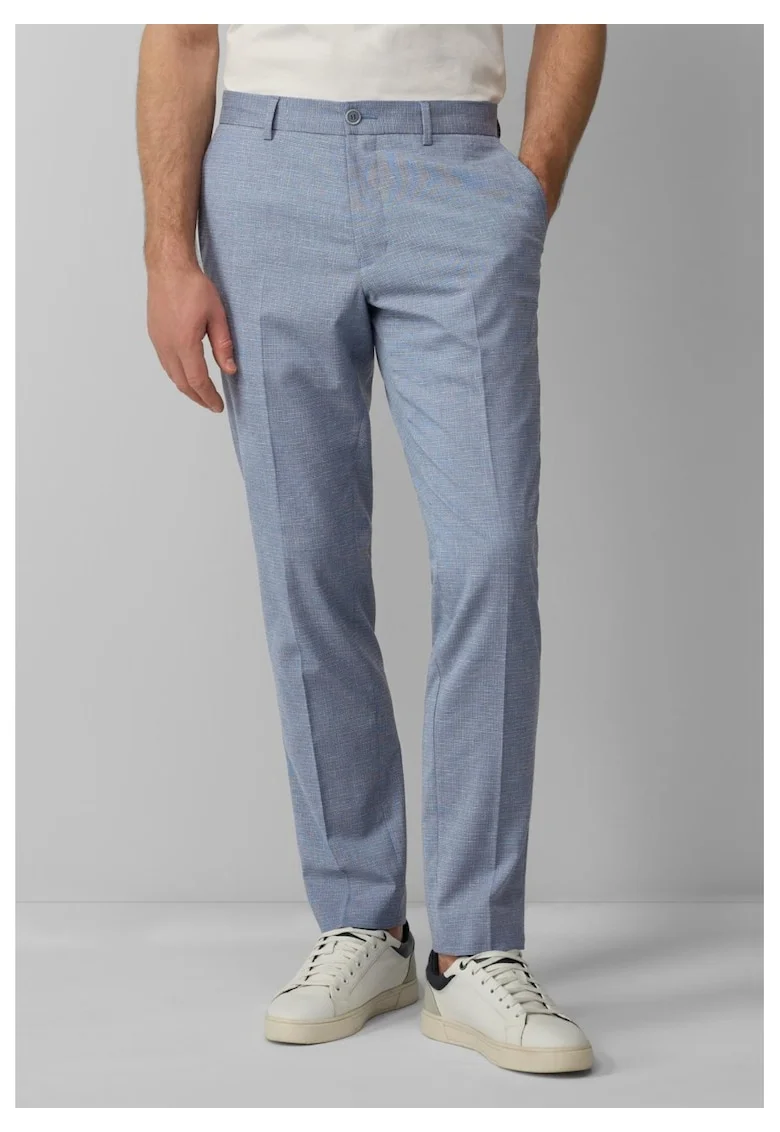 Pantaloni costum barbati cu model fin si croiala Regular Fit, Albastru