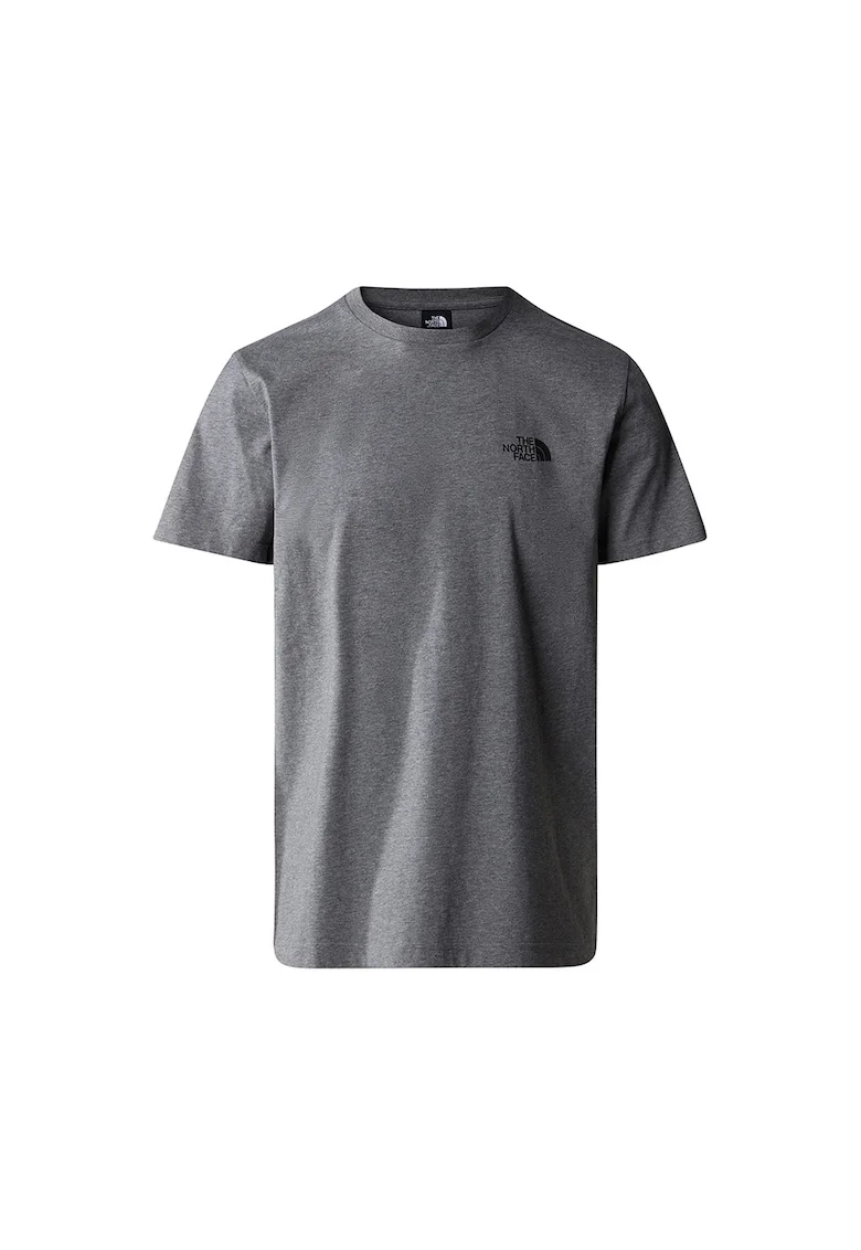 Tricou din amestec de bumbac cu decolteu la baza gatului, Gri melange