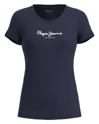 Tricou slim fit cu logo, Albastru inchis