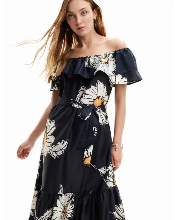Rochie midi cu imprimeu, Alb/Albastru ultramarin