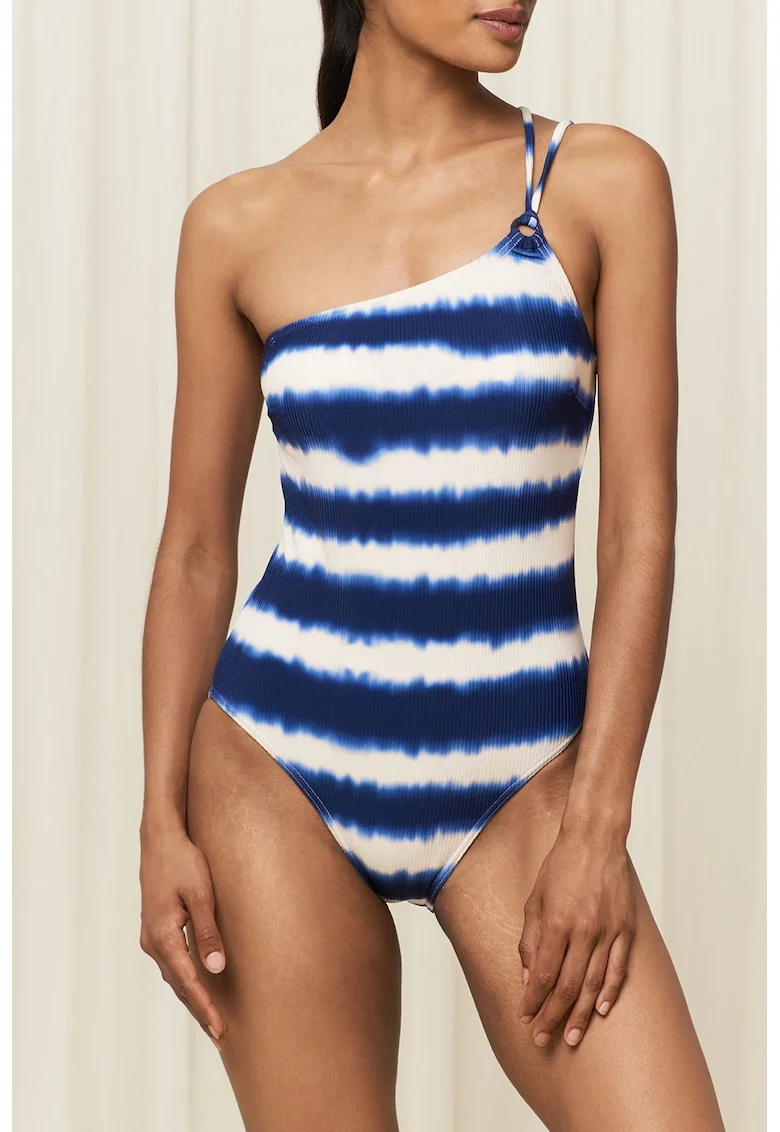 Costum de baie cu imprimeu, Alb/Bleumarin