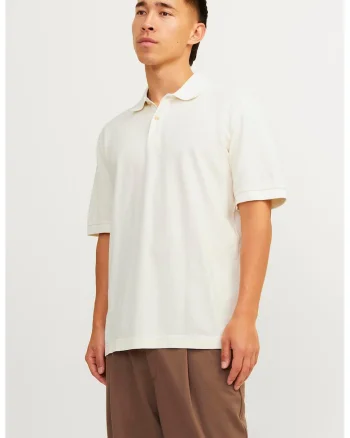 Tricou polo din material pique William, Alb