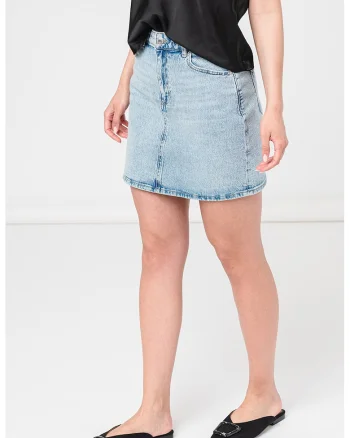 Fusta mini din denim, Albastru deschis