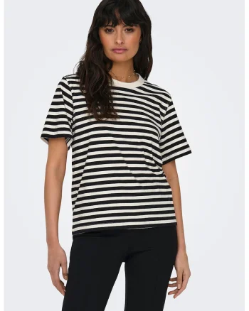 Tricou lejer in dungi, Alb/Negru