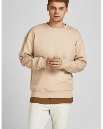 Bluza sport regular fit cu maneci cazute, Maro camel