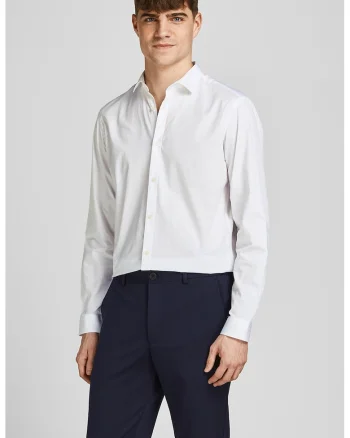 Camasa slim fit de bumbac Blacardiff, Alb