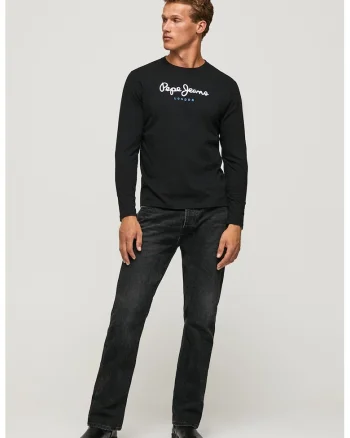 Bluza de bumbac cu imprimeu logo, Negru