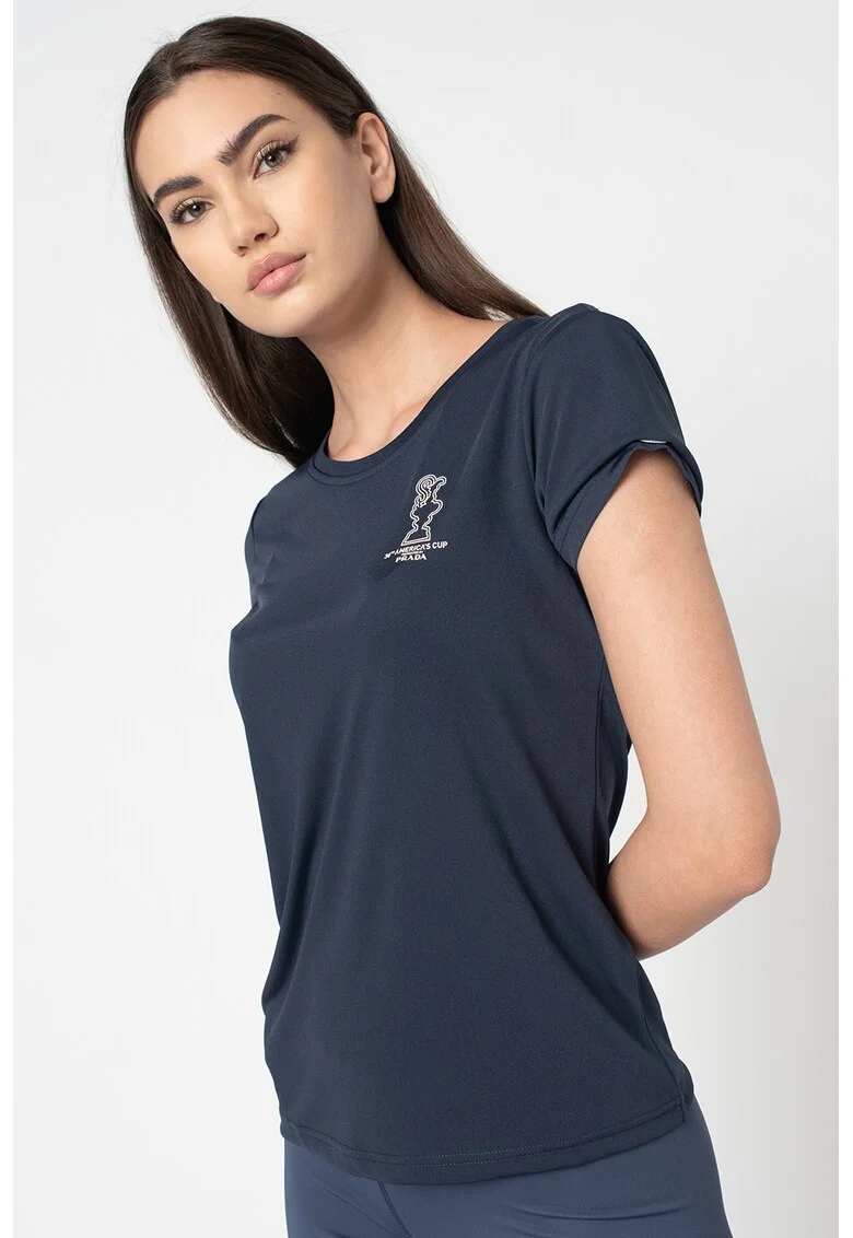 Tricou cu logo pe piept Foehn, Bleumarin
