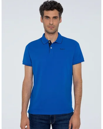 Tricou de bumbac cu logo brodat Lucas, Albastru royal