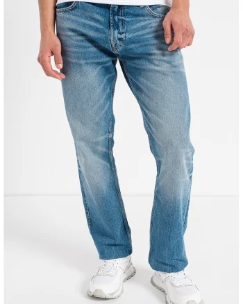 Blugi drepti cu aspect decolorat Rodeo, Albastru