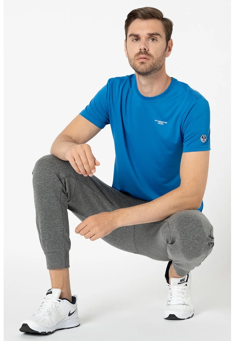 Tricou cu decolteu la baza gatului si detaliu logo pe piept Mistral, Albastru royal