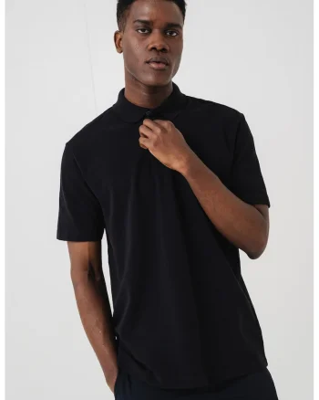 Tricou polo cu logo discret, Negru