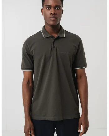 Tricou polo de bumbac, Alb/Gri antracit