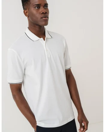 Tricou polo de bumbac, Alb/Negru