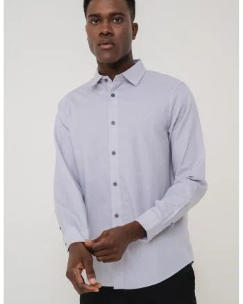 Camasa regular-fit cu guler clasic, Alb/Gri deschis