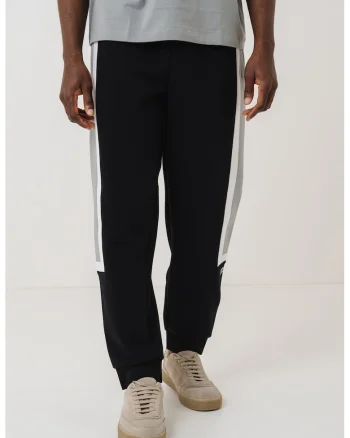 Pantaloni de trening cu snur, Alb/Negru/Gri deschis
