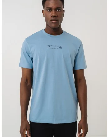 Tricou din bumbac cu logo, Albastru deschis