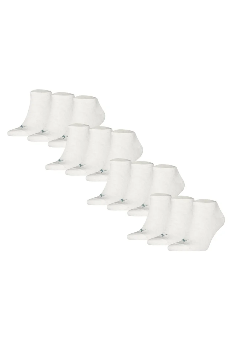 Set de sosete unisex pana la glezna - 12 perechi, Gri/Alb murdar