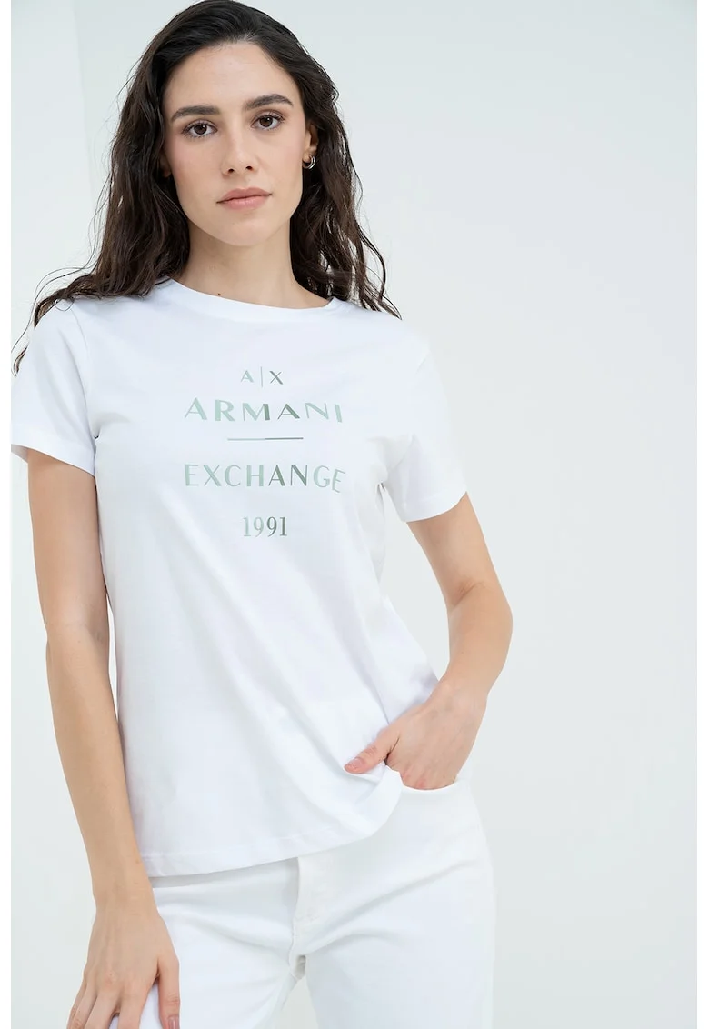 Tricou regular fit cu imprimeu logo pe piept, Gri/Alb murdar