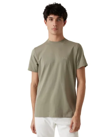 Tricou slim fit cu decolteu la baza gatului
