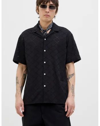 Camasa de bumbac cu perforatii, Negru
