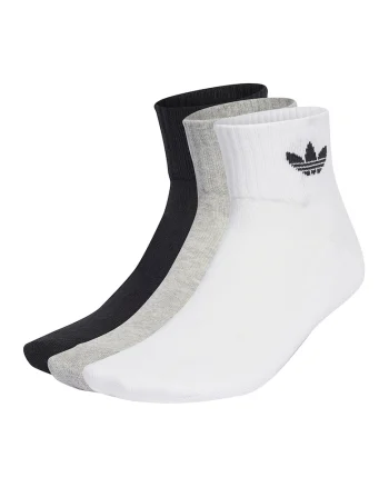 Set de sosete scurte unisex cu imprimeu logo lateral - 3 perechi, Alb/Negru/Gri