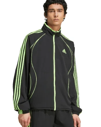 Bluza de trening lejera cu fermoar si guler mediu, Negru/Verde lime