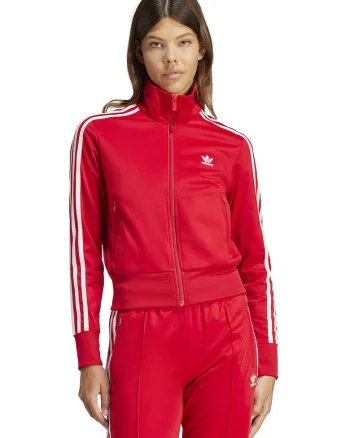 Bluza de trening crop cu fermoar si dungi Firebird, Coral
