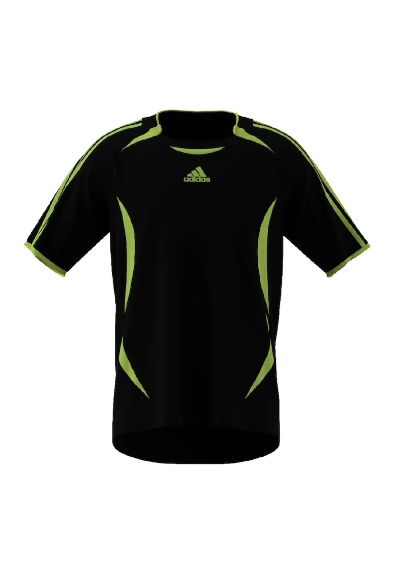 Tricou cu decolteu la baza gatului si garnituri contrastante, Verde/Negru