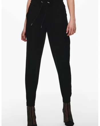 Pantaloni jogger conici cu mansete elastice, Negru