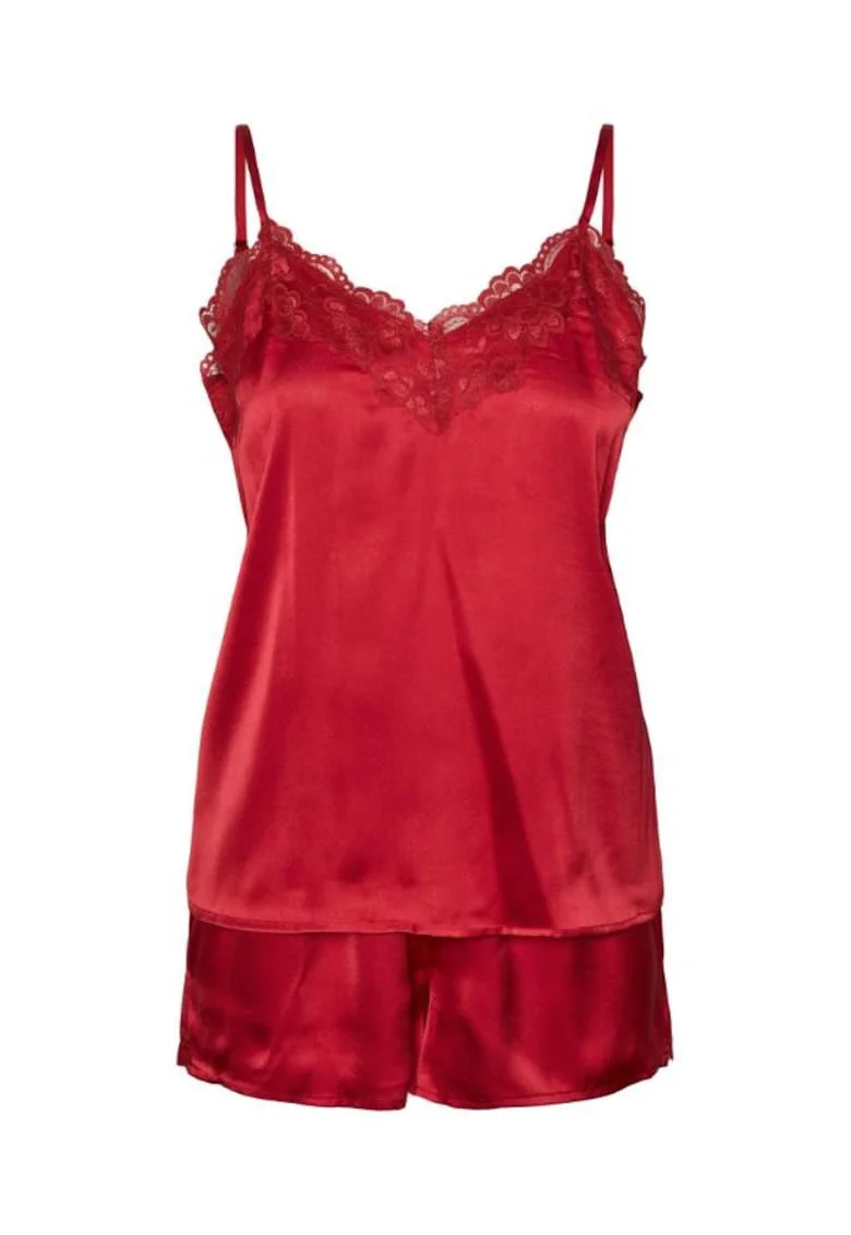 Pijama dama,  302965670, Poliester, Rosu, Rosu