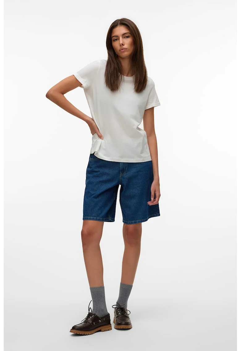 Tricou de bumbac organic cu imprimeu pe partea din spate, Alb/Negru