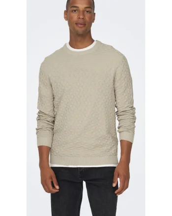 Pulover barbati  6742, Bumbac, Bej deschis