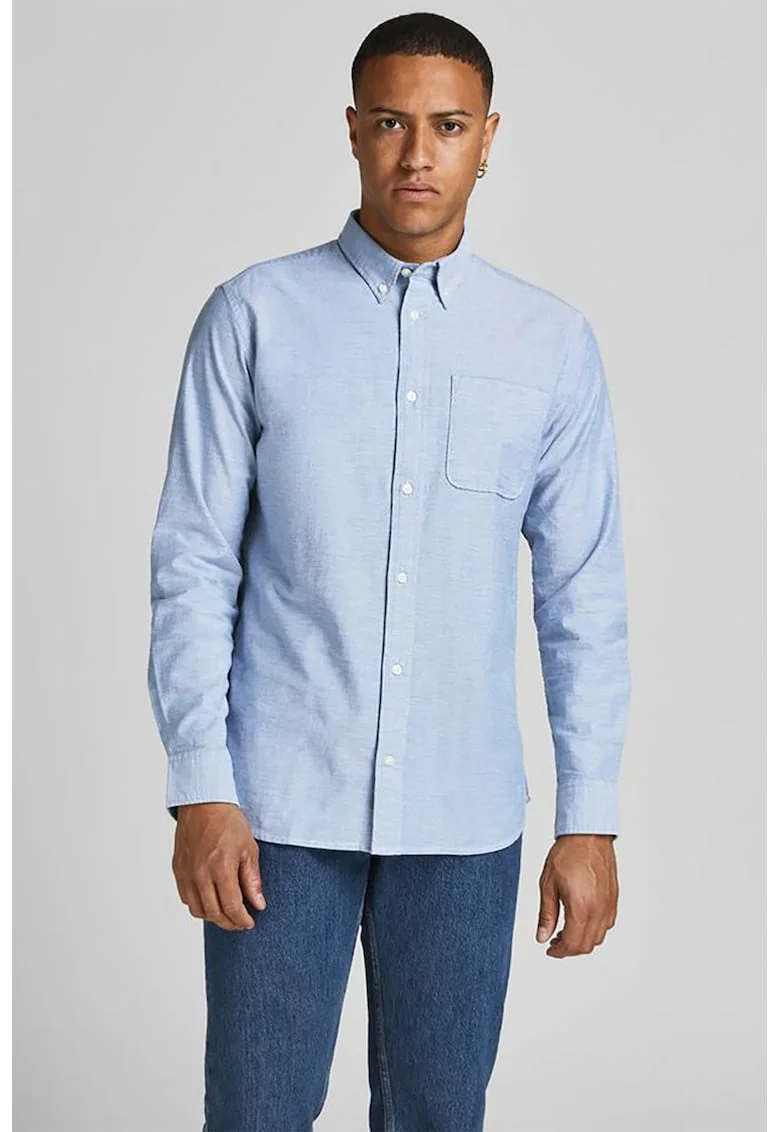 Camasa slim fit din amestec de bumbac organic, Albastru lavanda