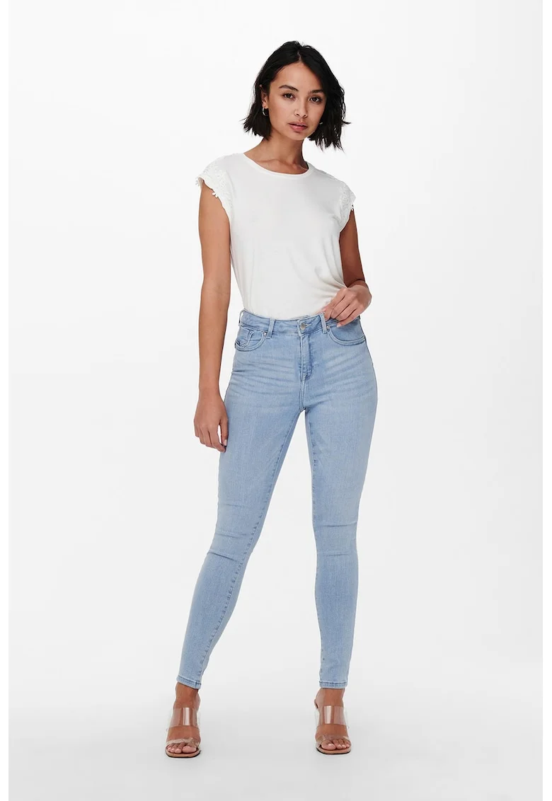 Blugi skinny cu talie medie, Albastru deschis