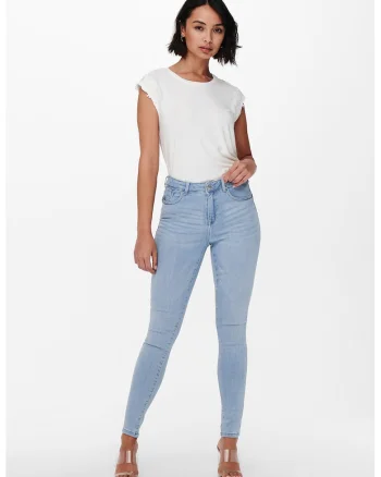 Blugi skinny cu talie medie, Albastru deschis