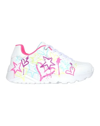 Pantofi sport de piele ecologica Uno Lite, Alb/Roz/Verde menta