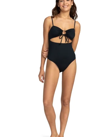 Costum de baie intreg cu decupaj, Gri antracit