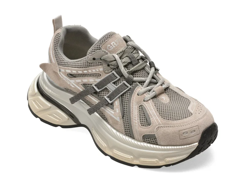 Pantofi sport GRYXX gri, 8891, din material textil si piele naturala