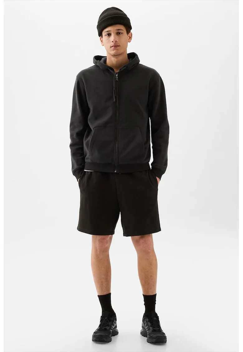 Pantaloni de trening scurti cu talie ajustabila, Negru