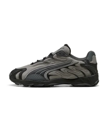 Pantofi sport din material textil cu insertii de piele ecologica, Negru/Gri inchis