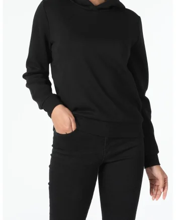 Hanorac regular fit cu terminatie striata, Negru