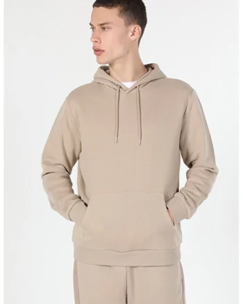 Hanorac regular fit cu buzunar kangaroo, Bej