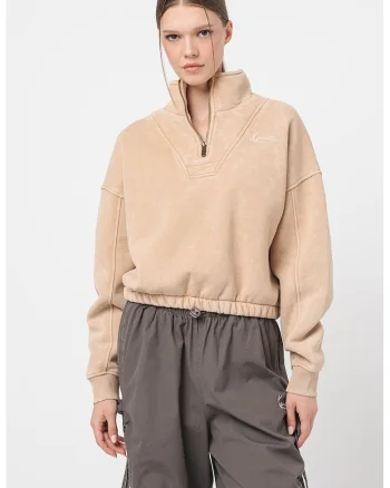 Bluza de trening cu fermoar scurt, Bej