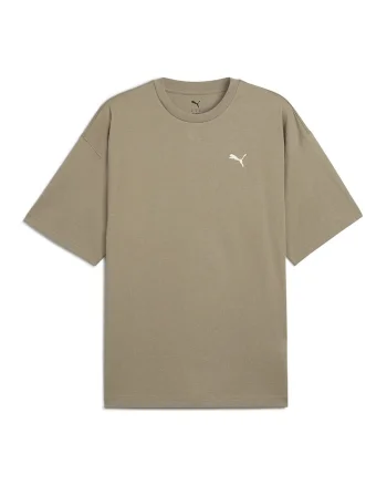 Tricou de bumbac cu decolteu la baza gatului si logo discret, Maro deschis