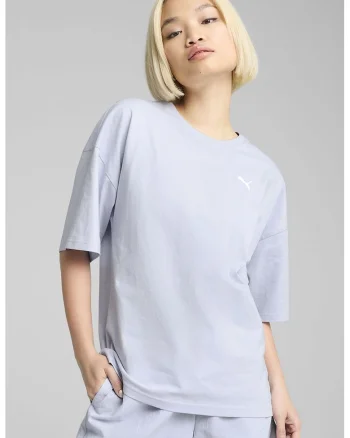 Tricou de bumbac cu maneci medii, Albastru pal