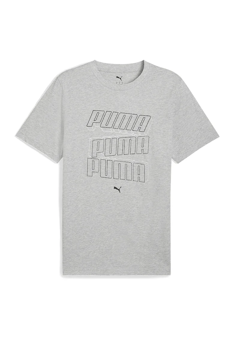 Tricou din bumbac cu imprimeu logo, Gri deschis