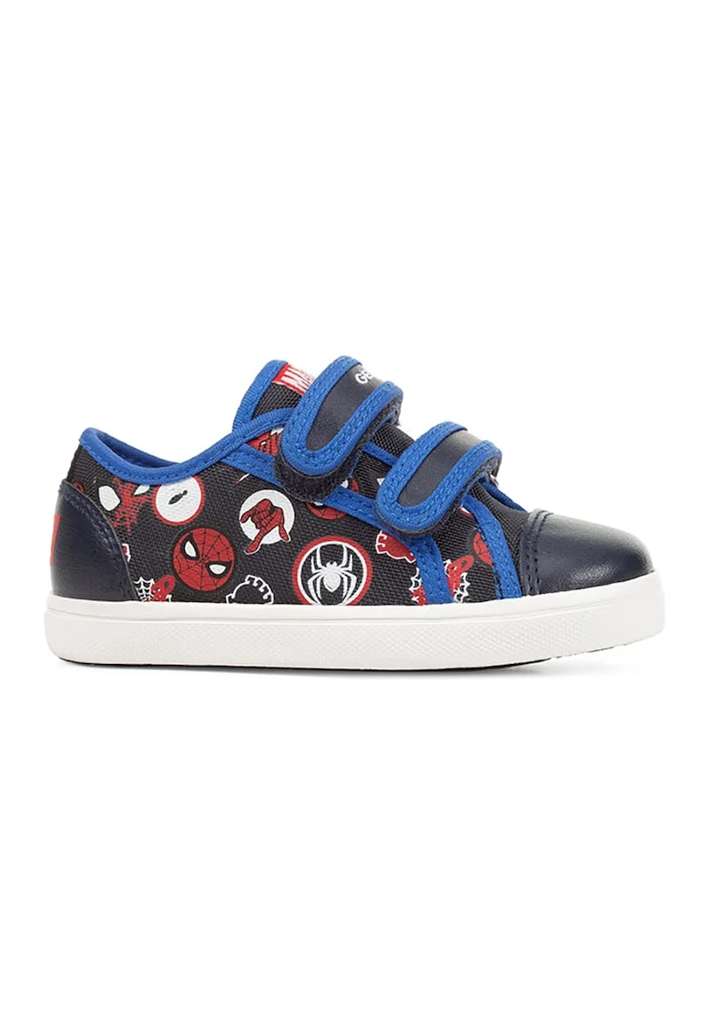 Tenisi cu inchidere velcro si model grafic, Bleumarin