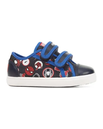 Tenisi cu inchidere velcro si model grafic, Bleumarin