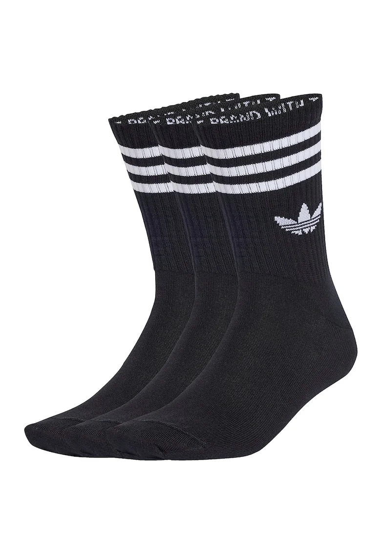 Set de sosete lungi unisex cu detaliu logo - 3 perechi, Negru